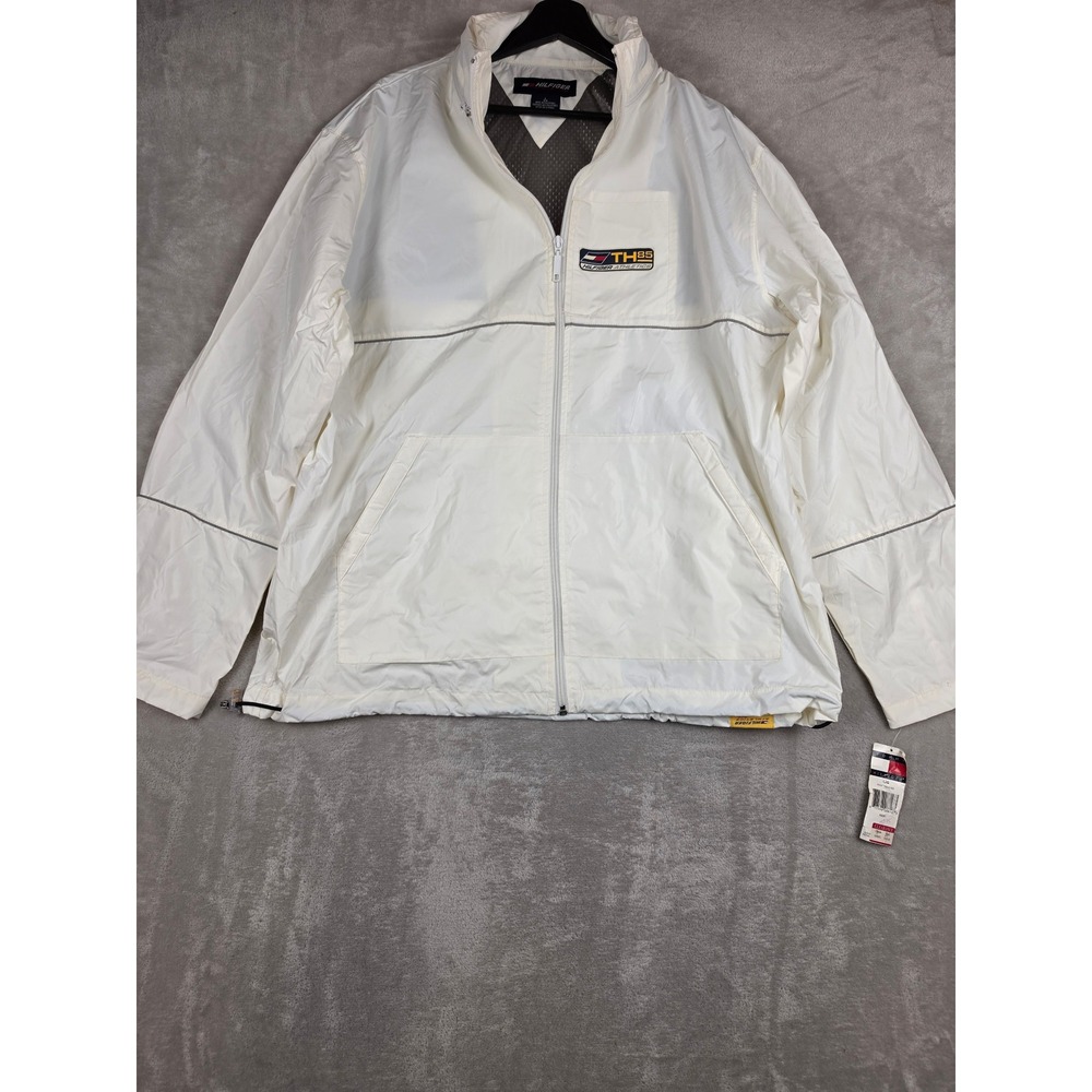 Tommy Hilfiger Athletic Division Jacket Mens Large White TH85 Windbreaker *Read
